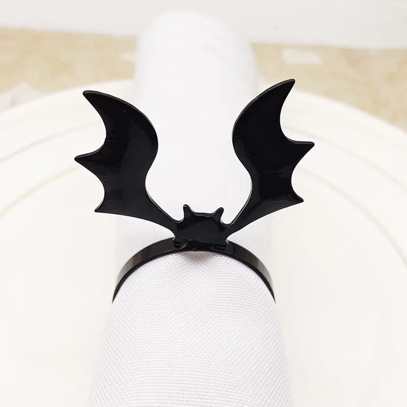 1pcs/lot Halloween napkin ring black three-dimensional bat napkin button holiday party desktop decoration