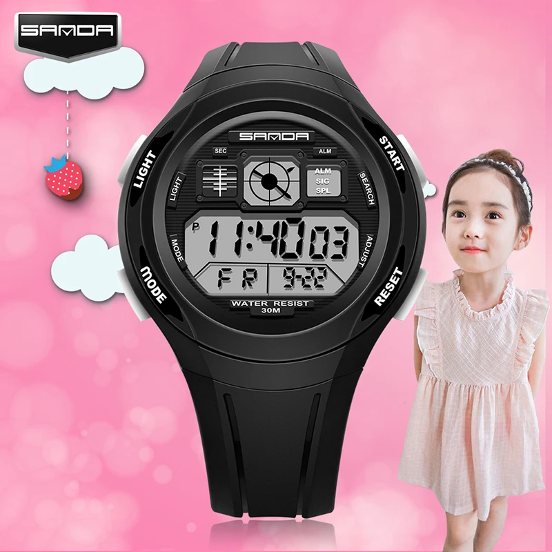 

SANDA Brand Children Watches LED Digital Multifunctional Waterproof Wristwatches Outdoor Sports for Kids Boy Girls #331