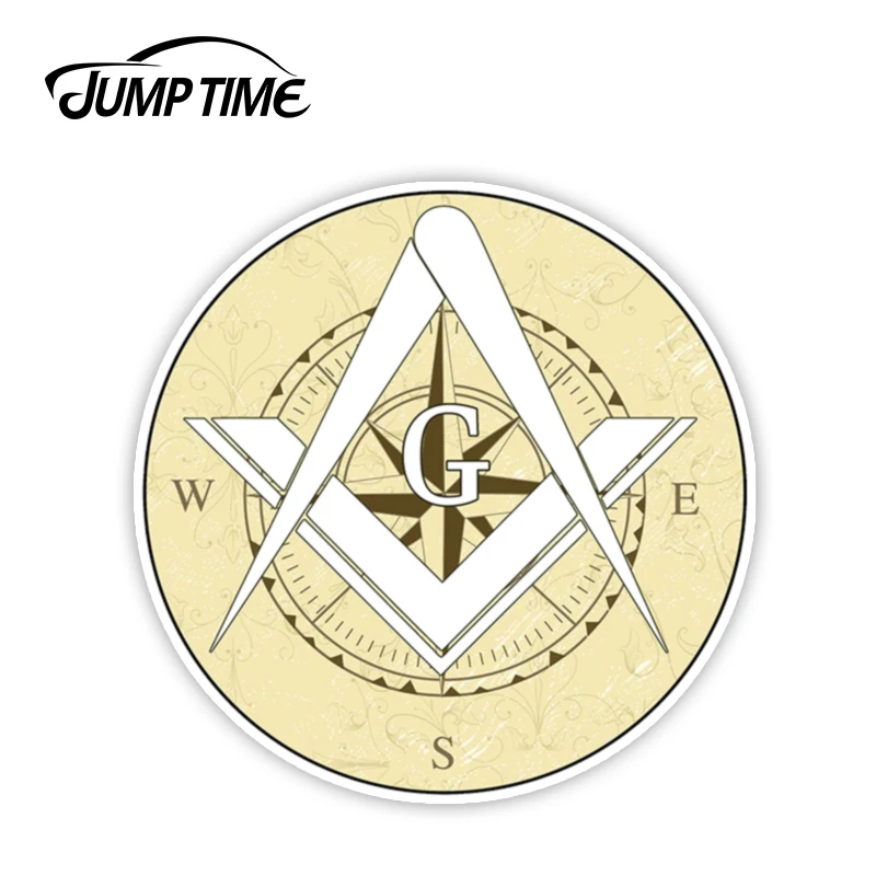 Jump Time 13cmx13cm Masonic Free Mason Compass Vinyl Decal Sticker Car Truck Temple Freemason Window Laptop Wall Car Accessories