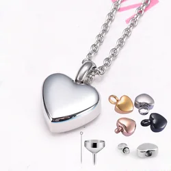 Heart Shaped Memorial Urns Necklace Human/ Pet Ashes Cremation Pendant Stainless Steel Urn Jewelry 4 Colors