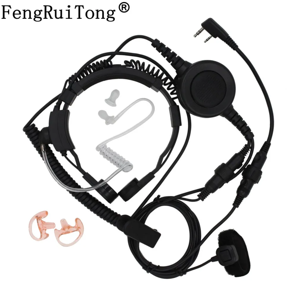 Military Grade Tactical Throat Mic Headset/earpiece with Big Finger PTT for Baofeng UV5R KENWOOD Radios Walkie Talkie 2 Pin Jack