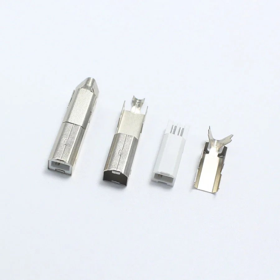 5SETS USB 2.0 B Type Male THREE-PIECE DIY USB Connector Soldering Printer Tail Charging USB Jack