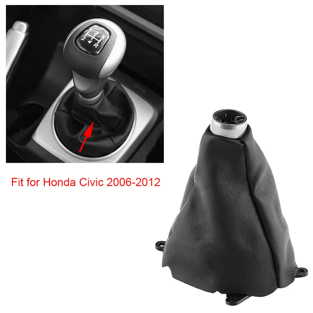 Car Manual PU Leather Gear Gaiter Shift Shifter Boot Replacement for Honda Civic 2006 2007 2008 2009 2010 2011 2012