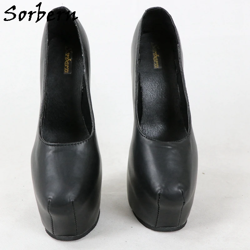 Sorbern الخوخ براءات الاختراع تأثيري أحذية Heelless أسافين منصة مضخة عالية الكعب الانزلاق على سحب الملكة أحذية ألوان مخصصة #6