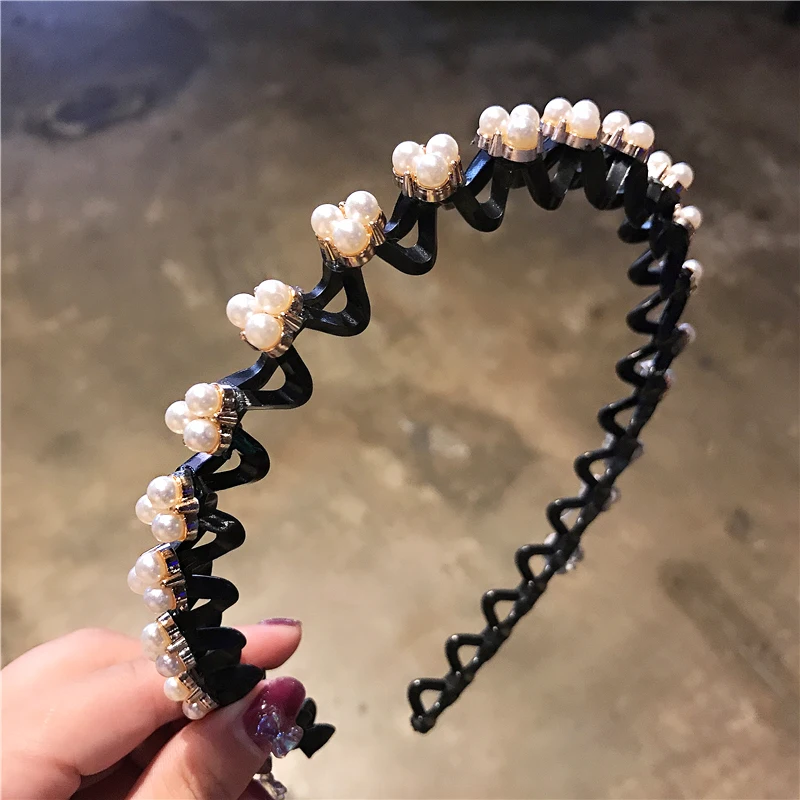Antislip Strass Haarbanden Elastische Bloem Mode Parel Vrouwen Haar Hoepel Bands Hoofdband Bezel Meisjes Haaraccessoires Hoofdtooi