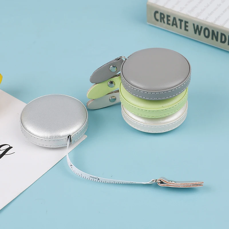 150cm Retractable Tape Measure With Round Faux Leather Case Pocket Size Soft Portable Dual Sided Ruler Measurement Tool For Body