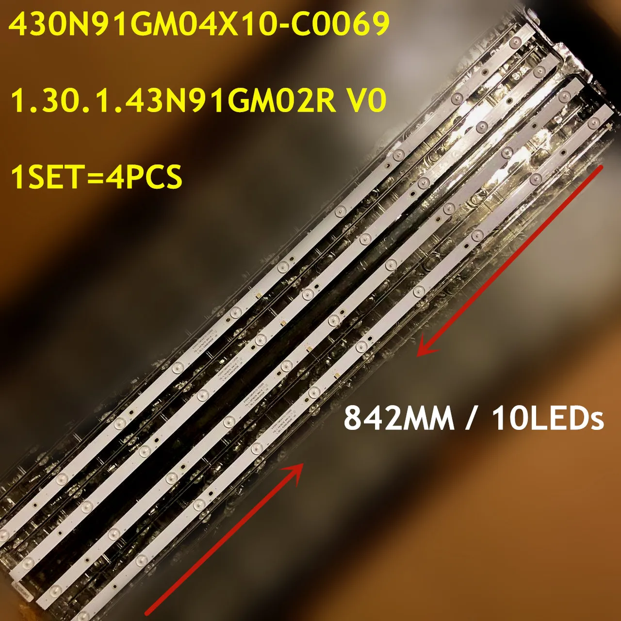 

5set LED Strip For 430N91GM04X10-C0069 YSL-L 1.30.1.43N91GM02R V0 7.03.F.43N91J14R/L11B011 10led 84,2cm para Nevir NVR-7412