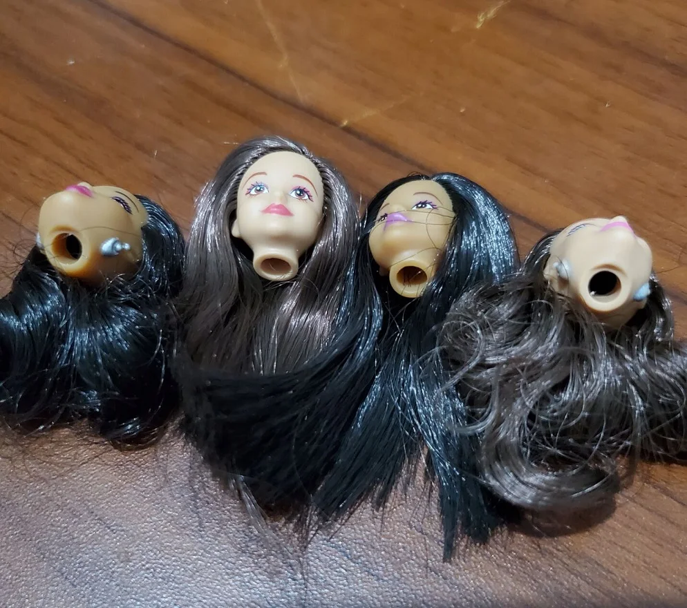 2cm miniature Beautiful girl doll head accessories Long hair short hair Brown Black Wig DIY Make-up toys