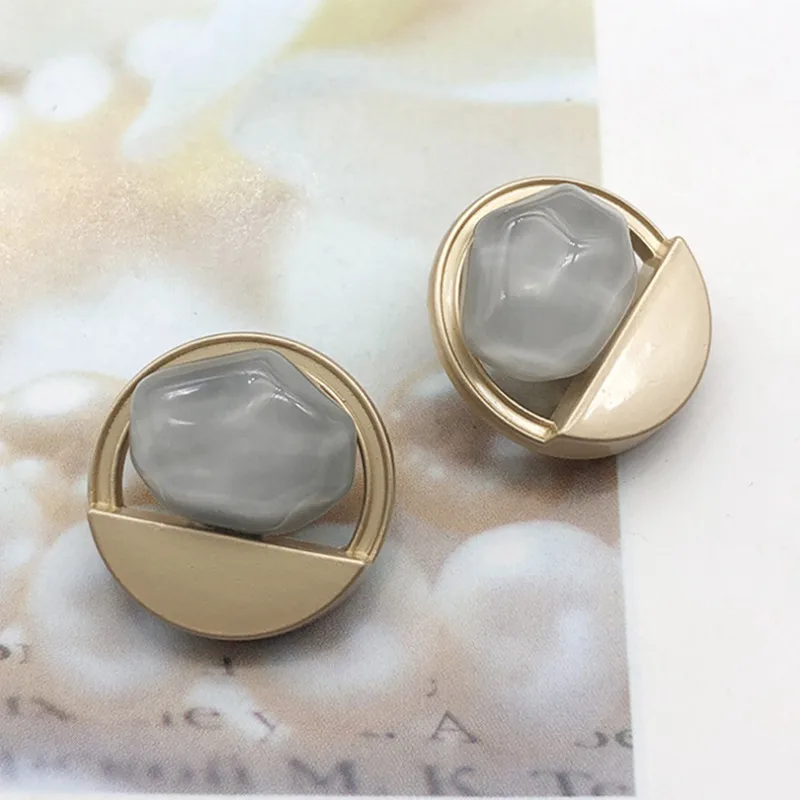 2 Pcs/lot Color Wave Stone Metal Buttons20MM Diy Sweater Coat Alloy Hand-sewn Decorative Buttons Clothing Accessories HS201011-3