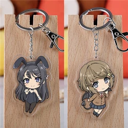 1pc New Anime Rascal Does Not Dream of Bunny Girl Keychain Cartoon Figure Senpai Sakurajima Mai Acrylic Key Chain Bag Pendant