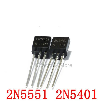 100PCS 2N5551 2N5401 5551 5401 TO-92 (50PCS * 2N5401 + 50PCS * 2N5551) TO92ไบโพลาร์-BJT PNP Gen Pr Amp