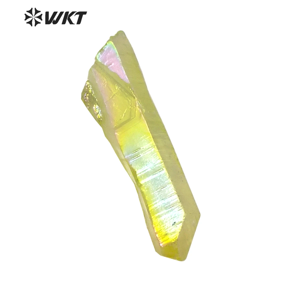 WT-G129 Wholesale natural stone for jewelry making natural aura crystal quartz lemon yellow beautiful color crystal stone