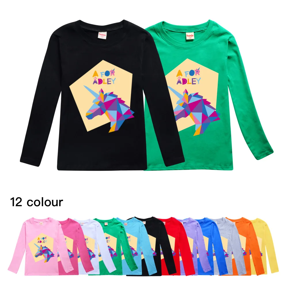 

New A for Adley O-neck Boys T Shirt Long Sleeve Children T-Shirts Cotton Autumn Kids Girls Tops T Shirt Children Clothes 2-15Y