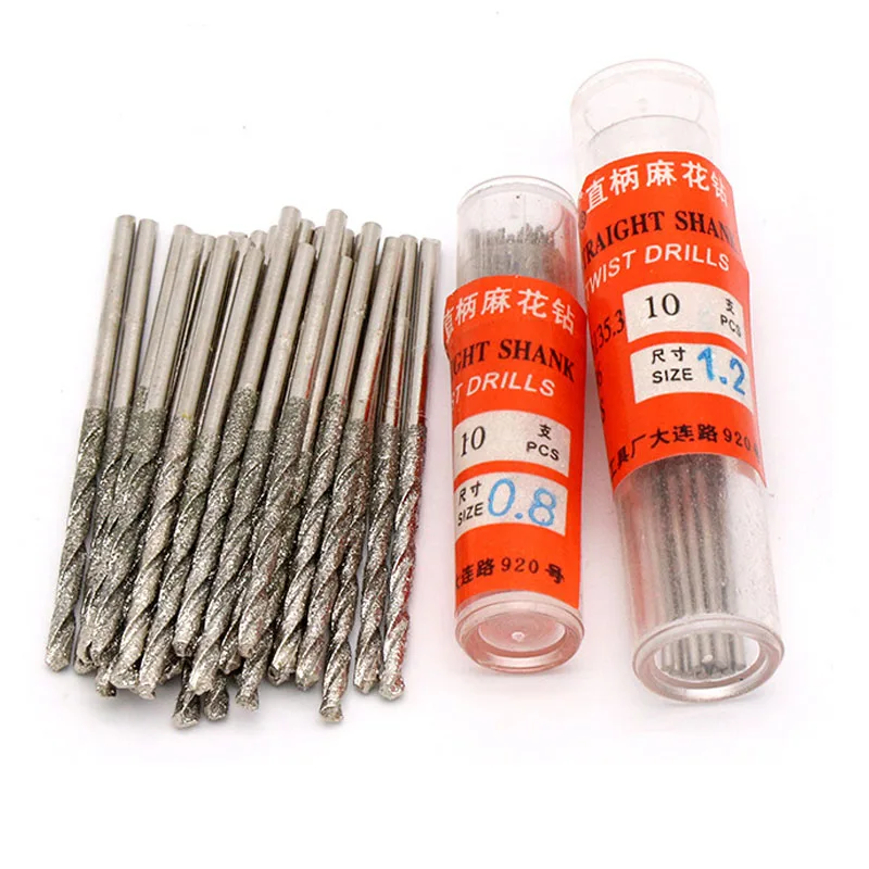 5pcs 0.8-2.5mm Diamond Drill Bits Twist Drill Bits Hole Drilling Tools For Glass Tile Stone Diamond Glass Tile Stone Tipped Hole