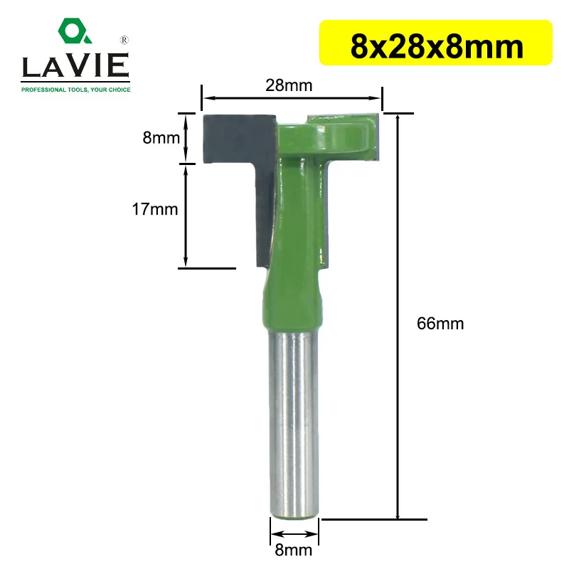 LAVIE 8 millimetri Shank T-Slot Router Fresa Diritta Bordo Sbozzare Fresa di Taglio Maniglia per il Legno Lavorazione Del Legno MC02090