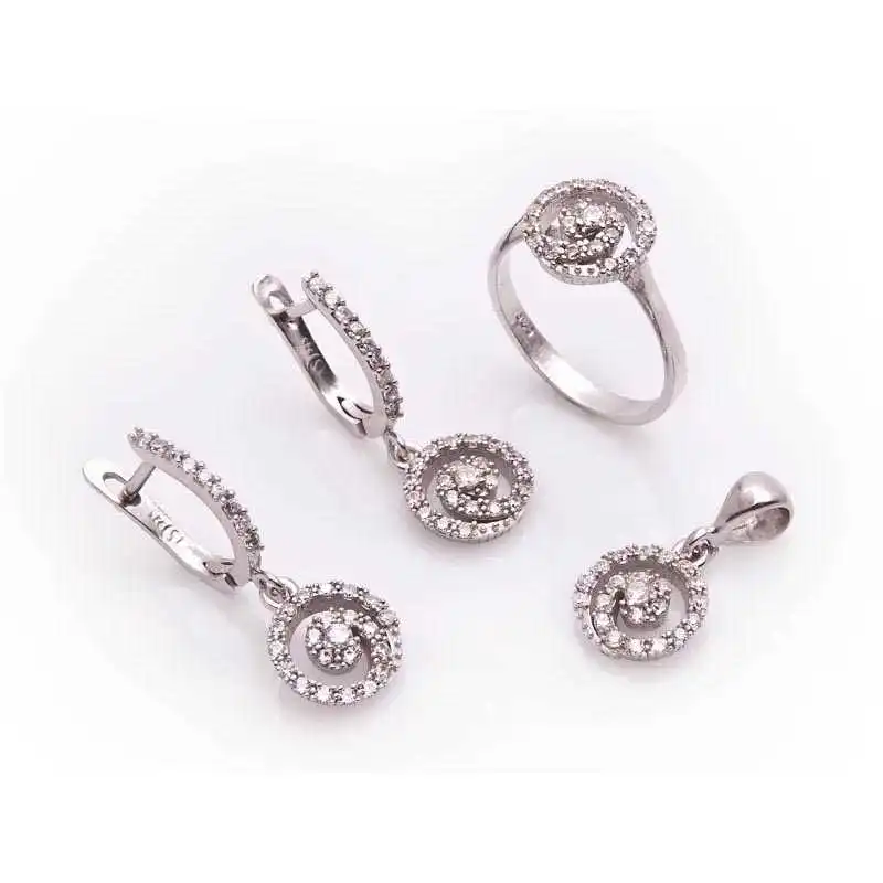 Silver Round Cubic Zirconia Women 'S Set