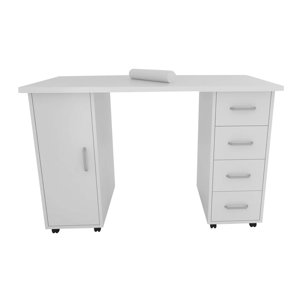 Nail Table  Manicure Table Double Edged Manicure Nail Table with Drawer White  (120 x 54 x 81)cm