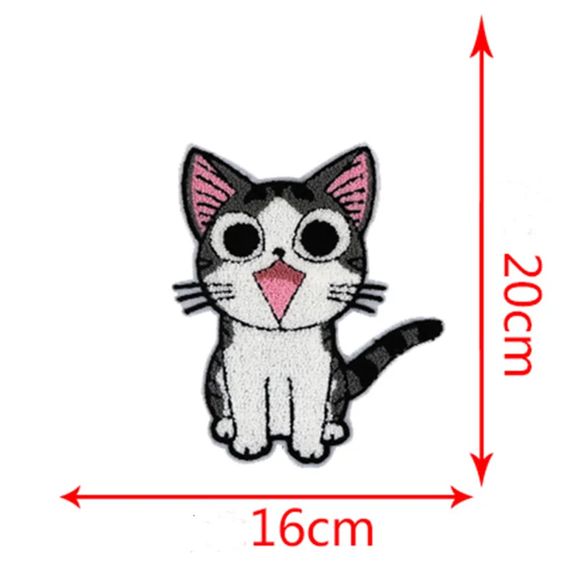 Big Size Embroidered Sew-On Patches Cloth DIY Baby Kids Motif Applique Sticker Handmade Cartoon Decoration Cat