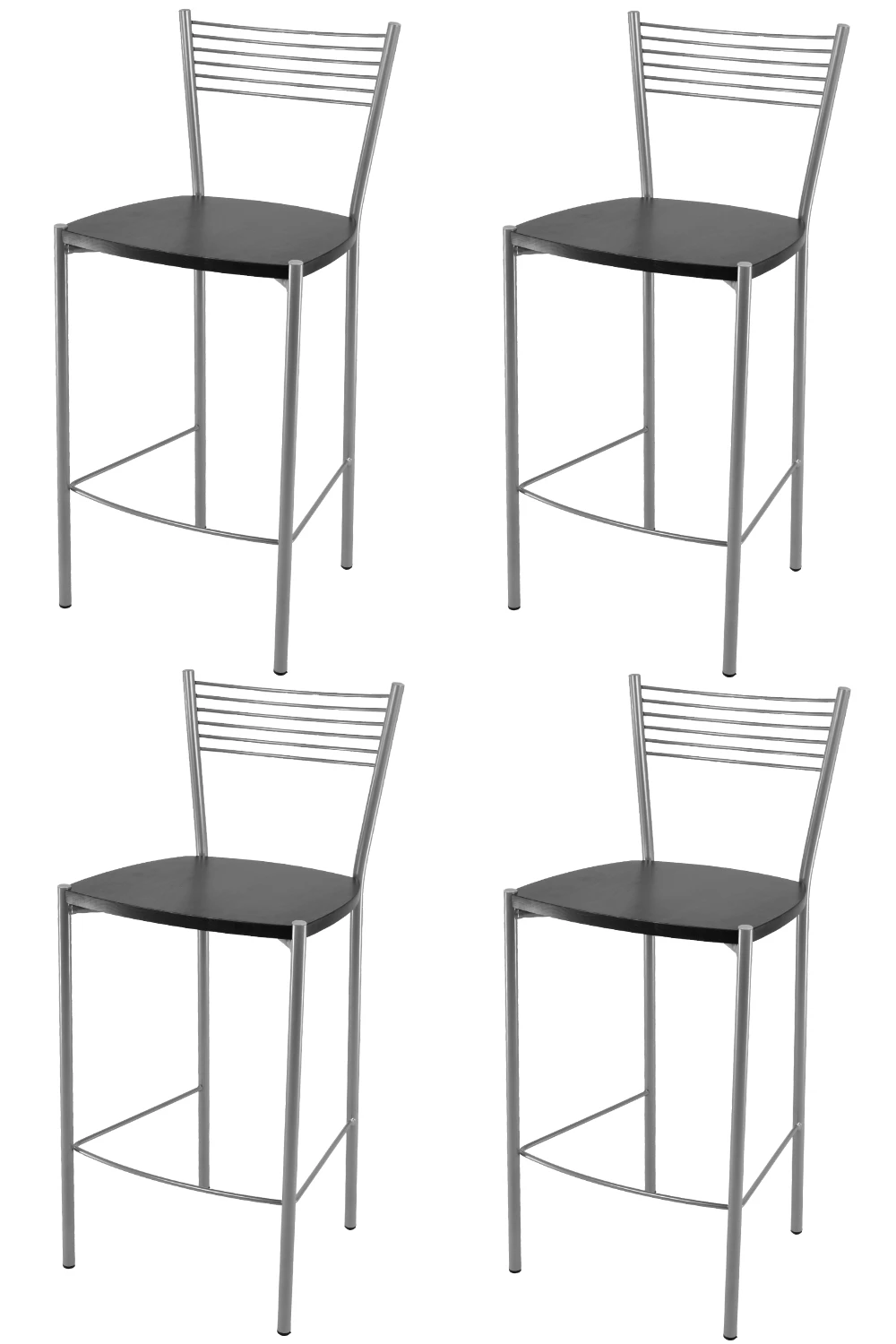 Tommychairs - Set 4 high Elegance for kitchen and bar stools steel painted color aluminium and wooden seat wenge color