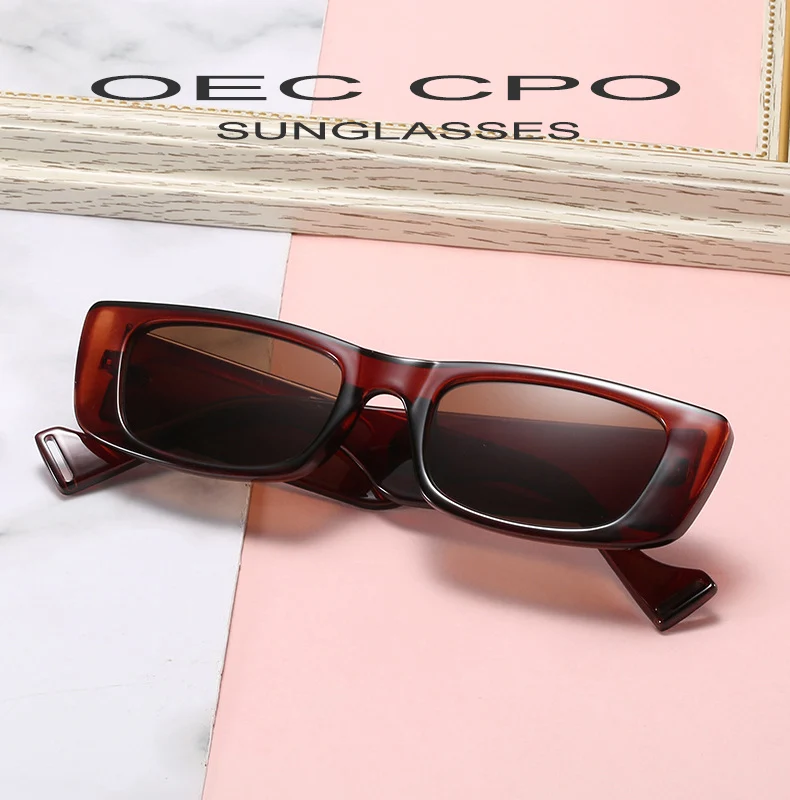 Oec cpo Vintage quadratische Sonnenbrille Frauen Retro kleine Rechteck Sonnenbrille weibliche sexy orange Brille für Männer Lunette de Soleil – Detail 1