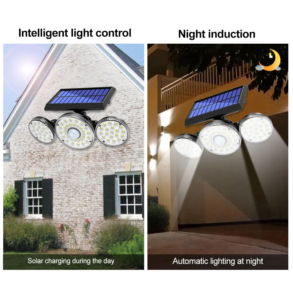 15W 78/70 LED /70 COB PIR Motion Sensor Solar Panel Garden Lamp 270 Wide Angle IP65 Spotlights Outdoor Security Flood Wall Light