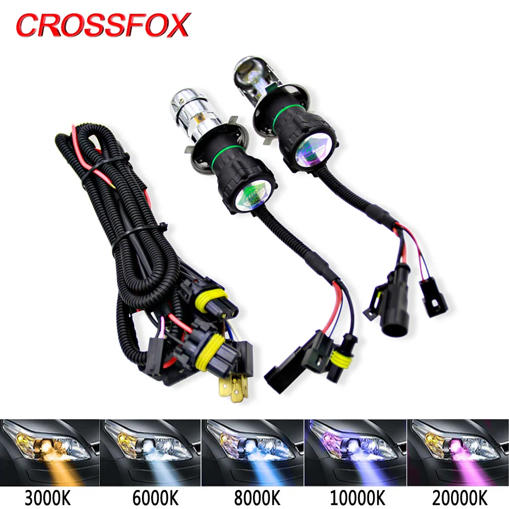 CROSSFOX 55W H4 Bi Xenon H13 9004 9007 HID Light Bulb 3000K 4300K 5000K 6000K 8000K 10000K 12000K 12V 24V Car Auto Headlight Kit