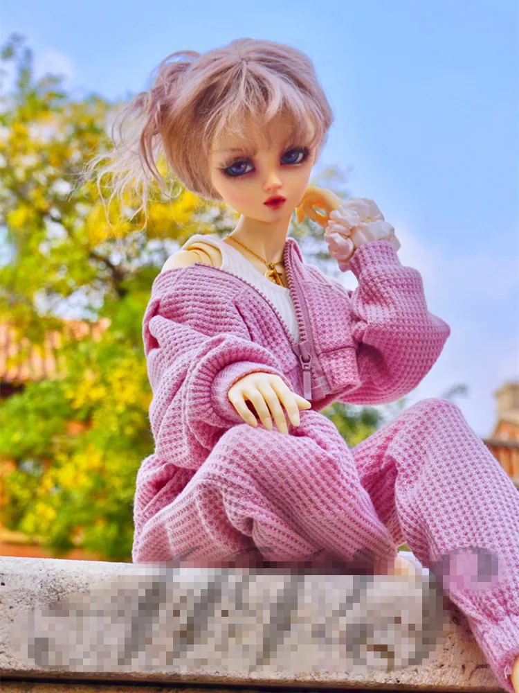 BJD 1/6 1/4 와플 스포츠 슈트 탑 및 바지, 1/3 인형 옷, 맞춤형 CWB236