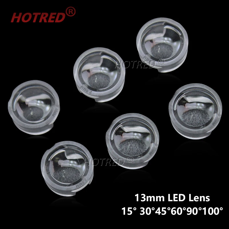 406pcs 13mm IR LED lens 15 30 45 60 90 100 Degree 13mm Mini LED PCB Angle Lens for 1W 3W 5W LED Lamp Convex Lenses