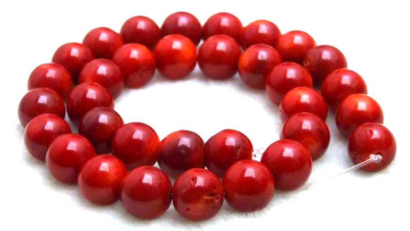 

Qingmos 13-14mm Round Natural Red Coral Loose Beads for Jewelry Making DIY Necklace Braceleg Earring Strand 15" los640