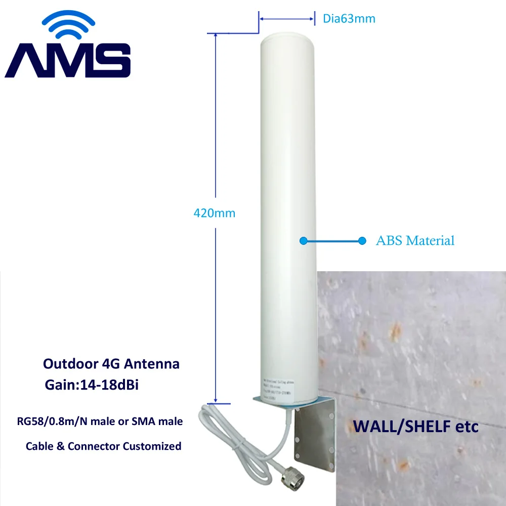 

AMS 4G LTE 3G high 14-18 dbi outdoor waterproof antenna with 3m Mimo SMA/N Male connector for omnidirectional router modem