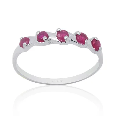 

Fashion Silver Ruby Ring for Daily Wear 2mm Natural Ruby Silver Ring 925 Sterling Silver Ruby Jewelry