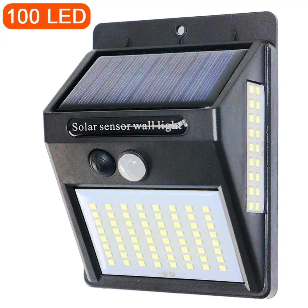 pir sensor de movimento 100led luz solar controle lados energia solar rua luz quintal caminho casa jardim lampada energia solar luz parede 01