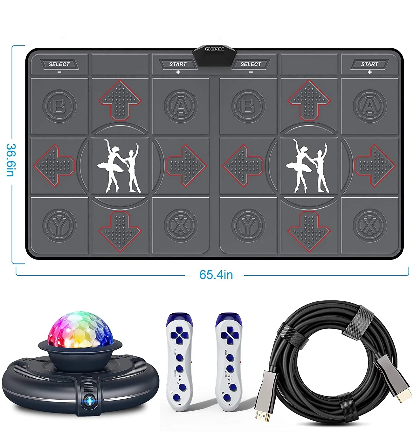 Alfombra De Baile 2 En 1 Para TV Y PC – Con 2 Mandos, 100 Canciones Y 65 Juegos, Fitness Y Diversión Para Toda La Familia