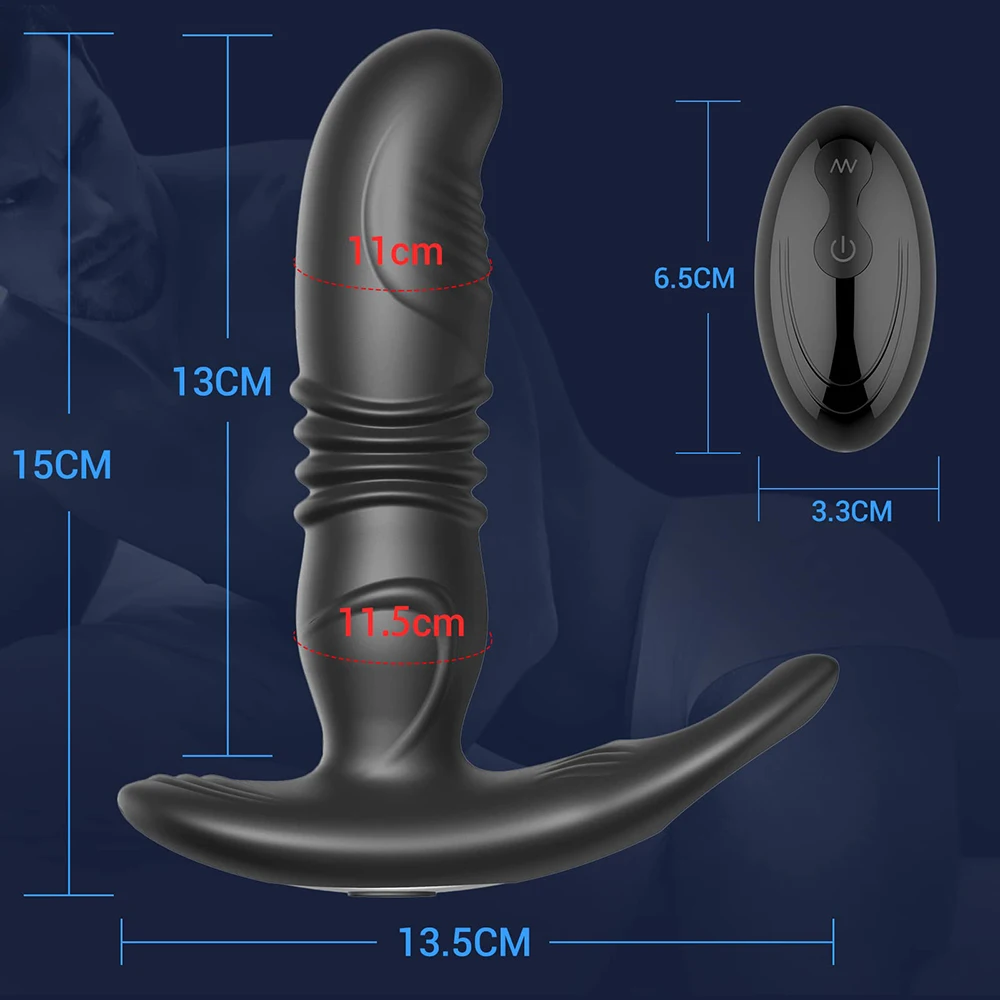 Silicone Anal Vibrator Thrusting Prostate Stimulator Massager Delay Ejaculation Cock Ring Anal Butt Plug Sex Toys Dildos for Men