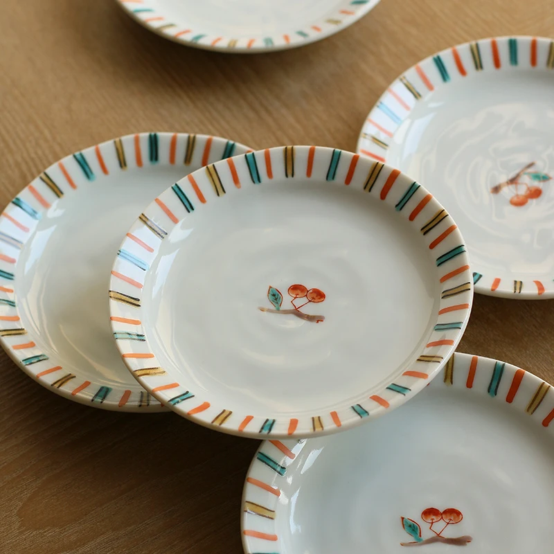 five pack 】 nine burn hand-painted cherry valley lines imported from Japan plate small tableware housewarming gift box