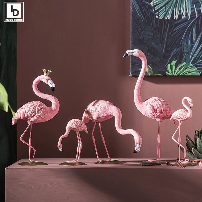 Nordic Flamingo Figurka Figurka Rzeźba Salon Biuro Wesele Ozdoby Dekoracja domu Akcesoria dekoracyjne