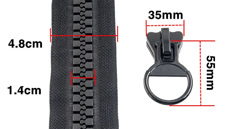 20# 60/75/80/100/150/200/800CM Extra Large Resin Zipper White&black Open-end for Down Jacket Coat Pocket Zipper Sliders  tent