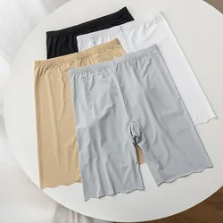 Pantaloni corti di sicurezza in seta di ghiaccio senza cuciture donna sottile Plus Size vita alta sotto la gonna boxer mutandine Anti sfregamento pantaloncini di sicurezza alla coscia shorts e mutandine elasticizzate