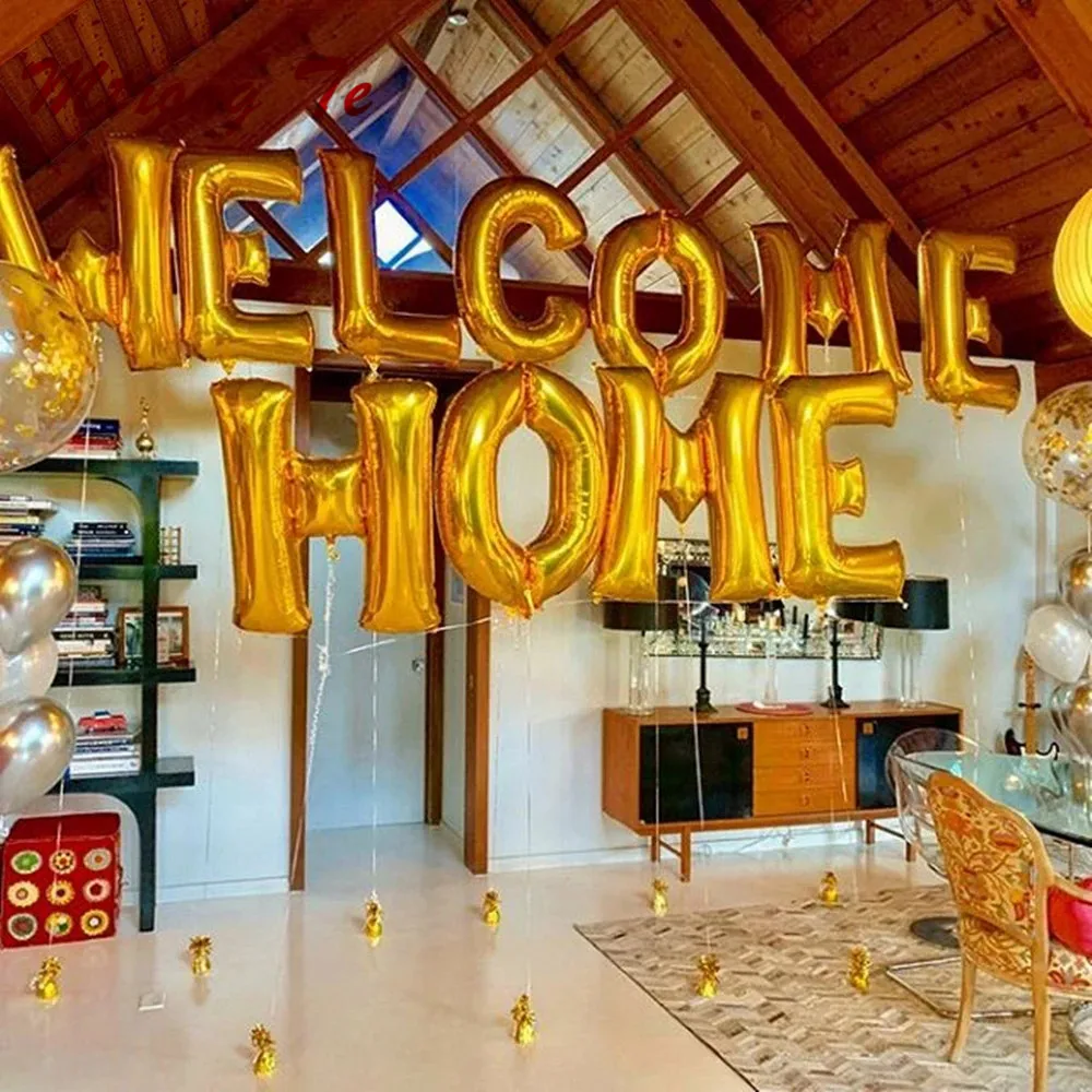 1set 16inch Rose Gold Welcome Home Letter Foil Balloons Welcome Back to Home Event Party Supliers Inflatable Air Balls Decor