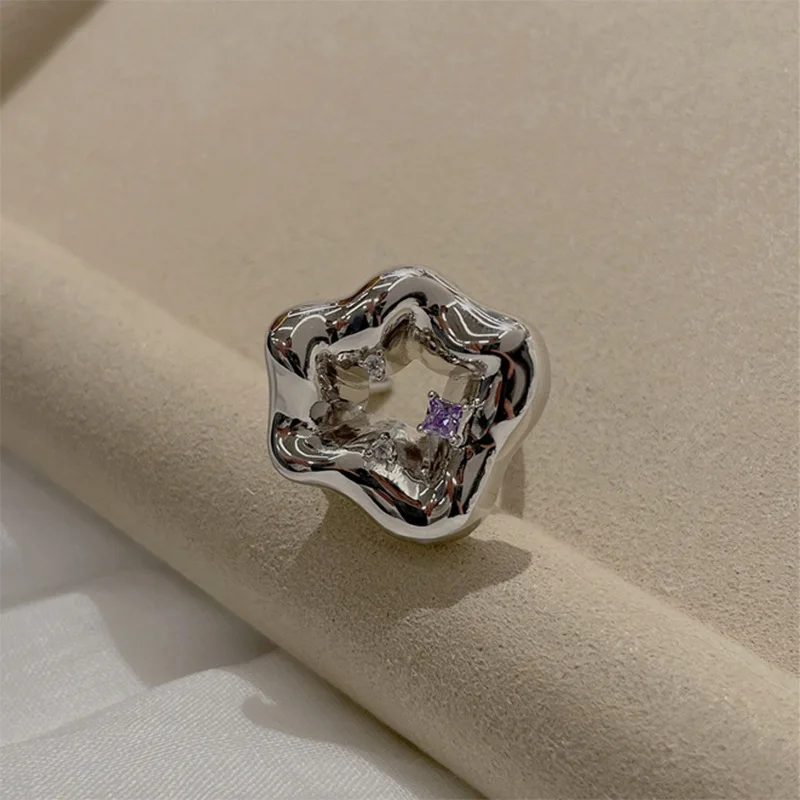 

s925 sterling silver ring three-dimensional morning glory crystal diamond female ring opening adjustable