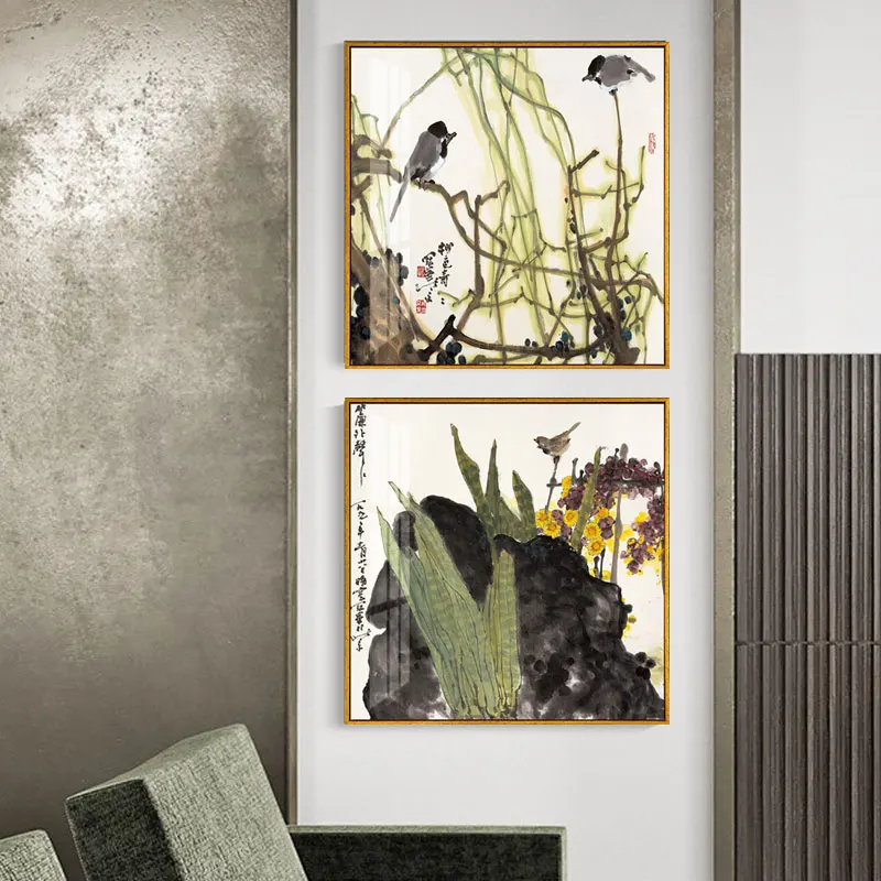 

Chinese Style Ink Landscape Animal Bird Canvas Decorative Bedroom Living Room Wall Art Posters Chinese Paintings