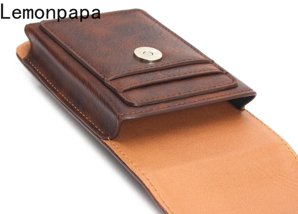 Luxury Leather Universal Phone Case for IPhone Samsung Huawei Xiaomi Mens Waist Bag Belt Clip Bag for 3.5-6.3 Phone Pouch