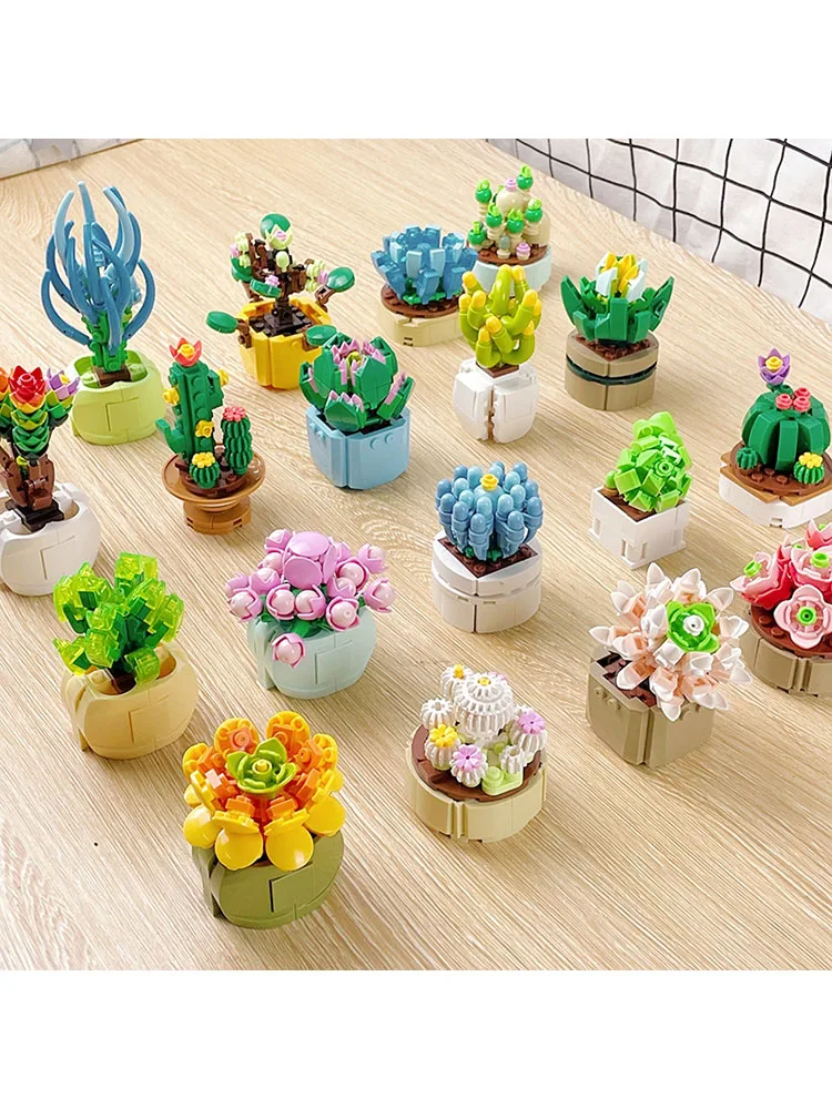 Boîte ennemi à assembler soi-même pour enfants, jouets de nuit, fleur, plante succulente, petite brique, cadeaux pour garçons et filles, 1 pièce, 2023