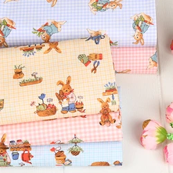 Cute Rabbit Print Cotton Fabric By the yard,Sew Children Dress Clothes Home Textile Quilting Fabric,DIY Needlework Material