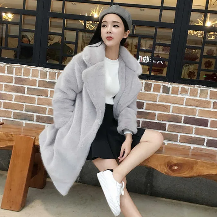 White Faux Fur Coat Oversize Winter Loose Long Women Jackets Luxury Mink Hair Thick Plush Warm Female Coats Outerwear Overcoat