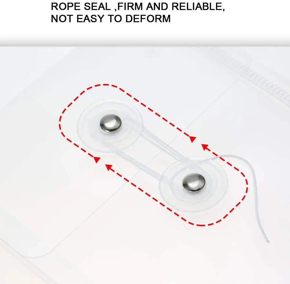5 Buah A6 Tas Dokumen File Transparan Kantong Plastik Organiser Penyimpanan Mini Amplop dengan Kancing & Tali Penutup Dasi