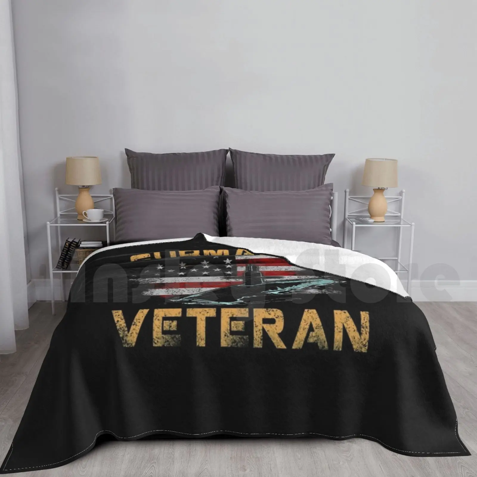 Vintage Veteran American Flag Patriotic Blanket Fashion Custom Veterans Veteran Sodier Us