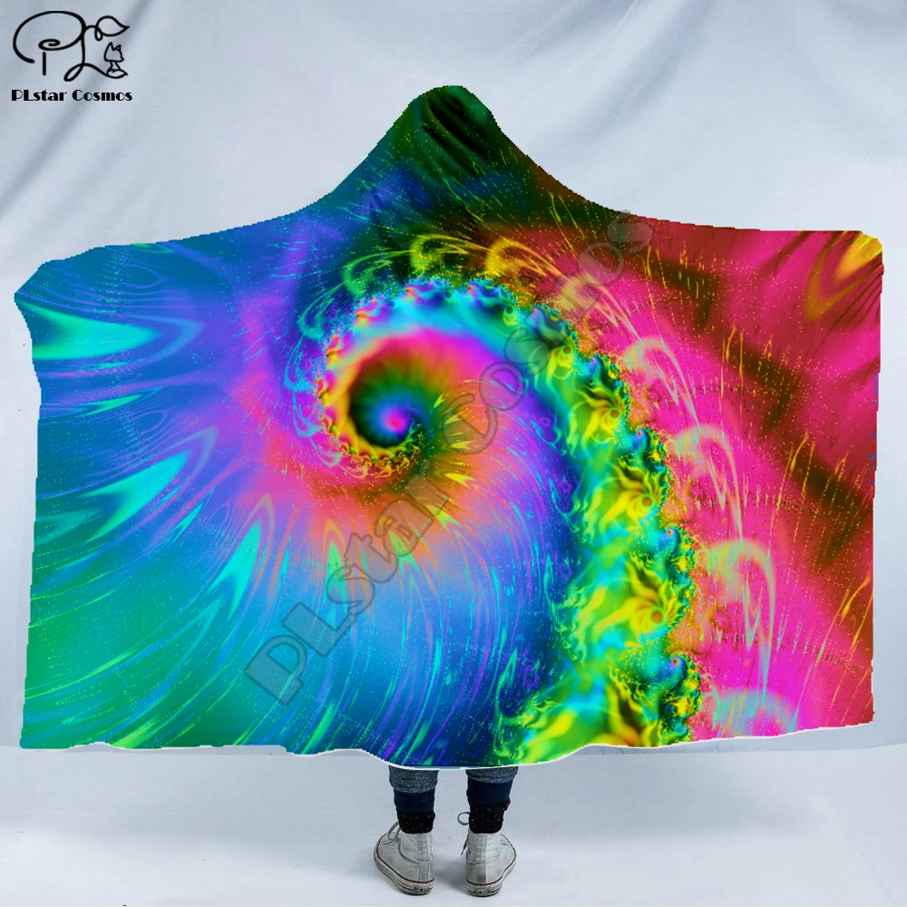 

Cool Psychedelic Graffiti Character Hooded Blanket Adult colorful child Sherpa Fleece Wearable Blanket Microfiber Bedding c-020