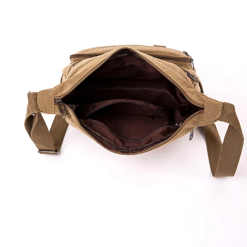 Sac à bandoulière rétro pour hommes, sac à rabat solide, sac messager décontracté, toile, mode, fermeture éclair, sac à bandoulière multifonctionnel pour homme, voyage initié