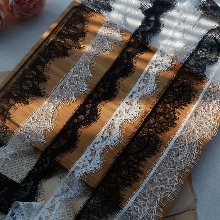 Export exquisite high-quality bone line unilateral eyelashes lace fabric garment underwear skirt collar edge decorative